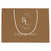 Earthy | Floral Monogram Wedding Thank You ラージペーパーバッグ (正面)