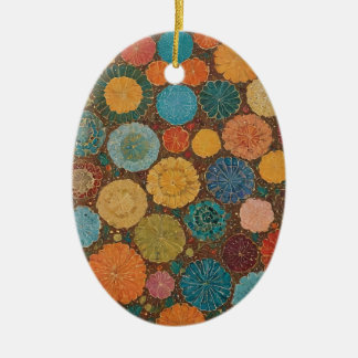 Earthy Floral Mosaic Pattern Ornament セラミックオーナメント