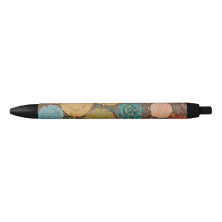 Earthy Floral Mosaic Pattern Pen 黒ボールペン