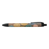 Earthy Floral Mosaic Pattern Pen 黒ボールペン (トップ)
