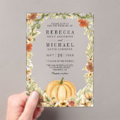 Earthy Floral Pumpkin Terracotta Wedding アクリル招待状 (インサイチュ (ポータブル))