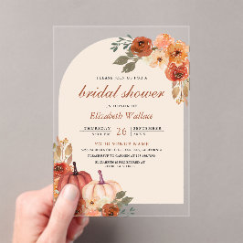 Earthy Floral Terracotta Pumpkin Bridal Shower アクリル招待状