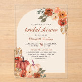 Earthy Floral Terracotta Pumpkin Bridal Shower アクリル招待状 (正面)