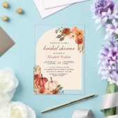 Earthy Floral Terracotta Pumpkin Bridal Shower アクリル招待状 (インサイチュ (ウェディング))