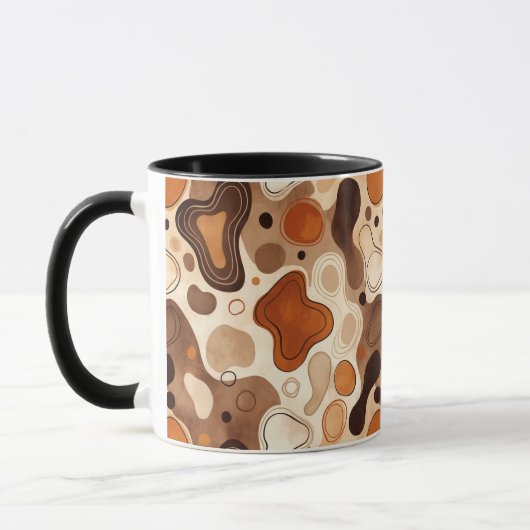 Earthy Fluid Shapes Mug – Minimal Abstract Style マグカップ (左)