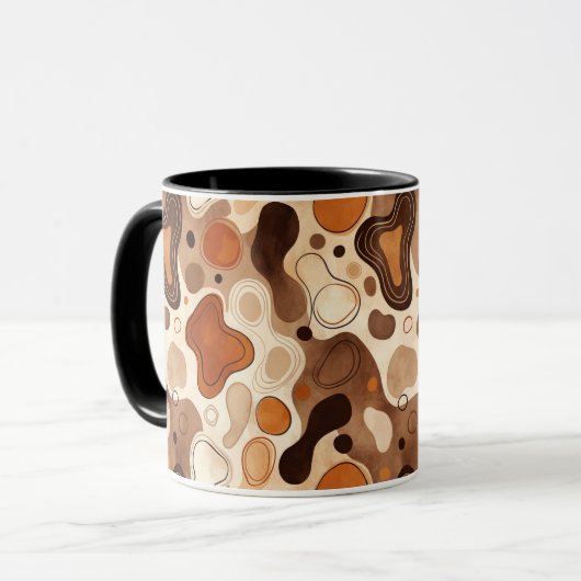 Earthy Fluid Shapes Mug – Minimal Abstract Style マグカップ (正面左)