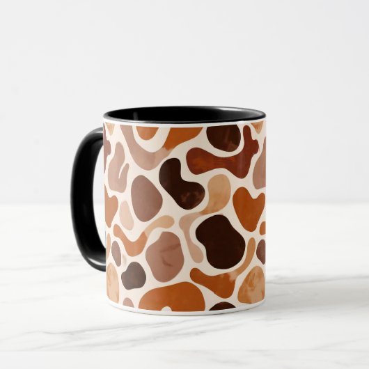 Earthy Fluid Shapes Mug – Minimal Abstract Style マグカップ (正面左)