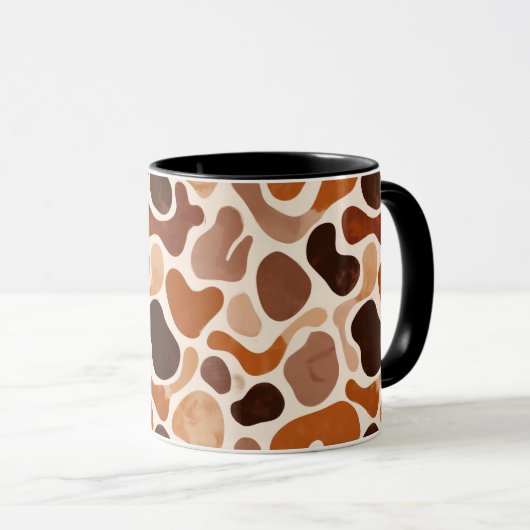Earthy Fluid Shapes Mug – Minimal Abstract Style マグカップ (正面右)