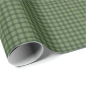 Earthy Forest Green and Olive Micro Check Plaid ラッピングペーパー (ロールコーナー)