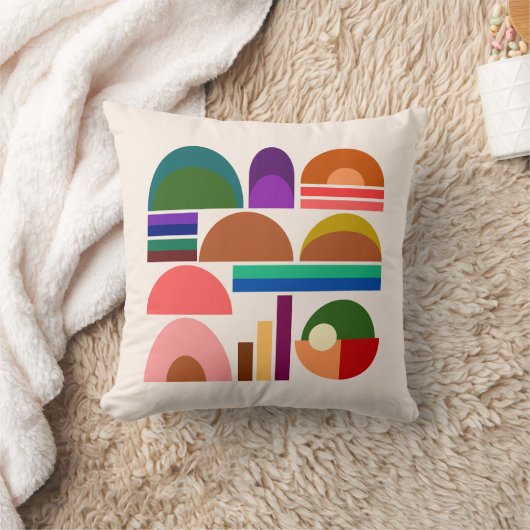 Earthy Geometric Abstract Pillow Art クッション (ブランケット)