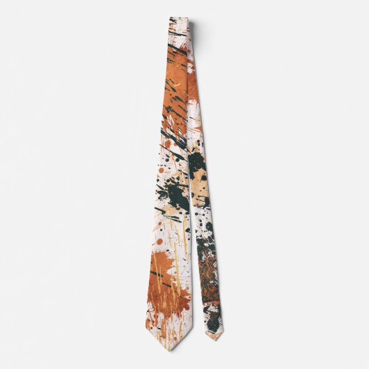 Earthy Green and Orange Abstract Strokes ネクタイ (正面)