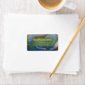 Earthy Green, Brown & Beige Return Address Label ラベル