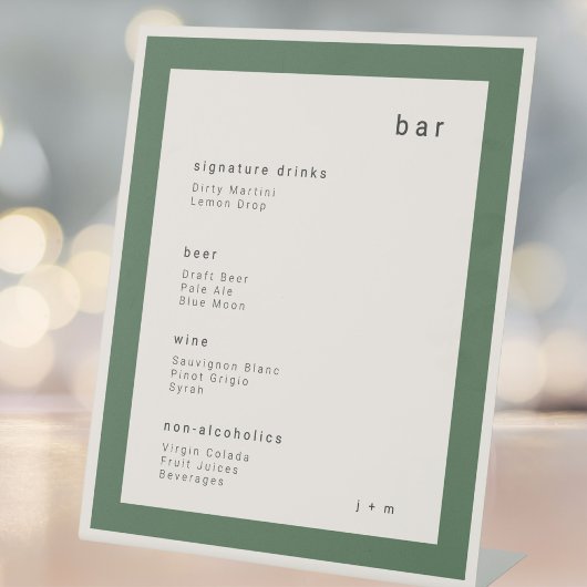 Earthy green minimalist event Bar Pedestal Sign 台座サイン