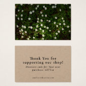 Earthy green shop thank you card with discount (正面&裏面)