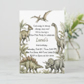 Earthy Green Watercolor Jurassic Dinosaur Birthday 招待状 (スタンド正面)