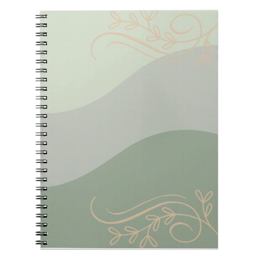 Earthy Green with Gold Accents Notebook – Natural  ノートブック (正面)