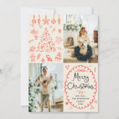 Earthy Hand Drawn Boho Merry Christmas 2 Photo シーズンカード (正面)