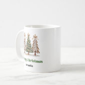 Earthy Leopard Christmas Trees Personalized Mug コーヒーマグカップ (正面左)