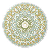 Earthy Mandala in Green, Gold, and Soft Blue セラミックノブ (正面)