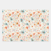 Earthy Meadow Wildflowers Pattern Boho Elegant ラッピングペーパーシート (正面)