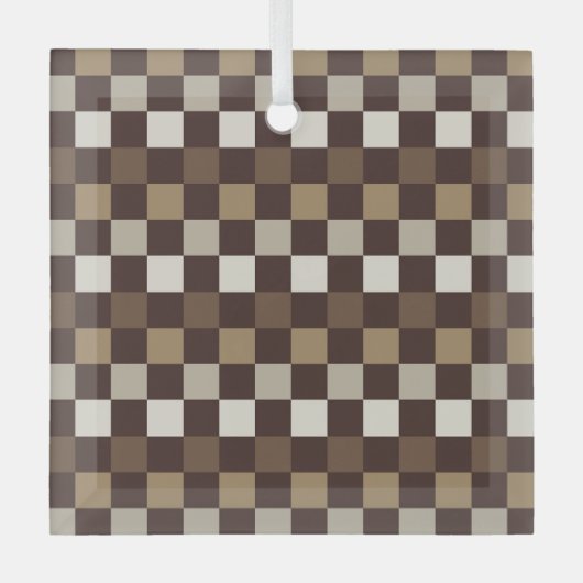 Earthy minerals checkerboard pattern ガラスオーナメント (正面)