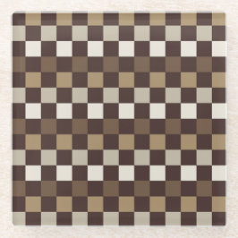 Earthy minerals checkerboard pattern ガラスコースター