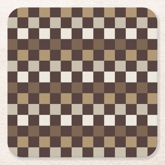 Earthy minerals checkerboard pattern スクエアペーパーコースター (正面)