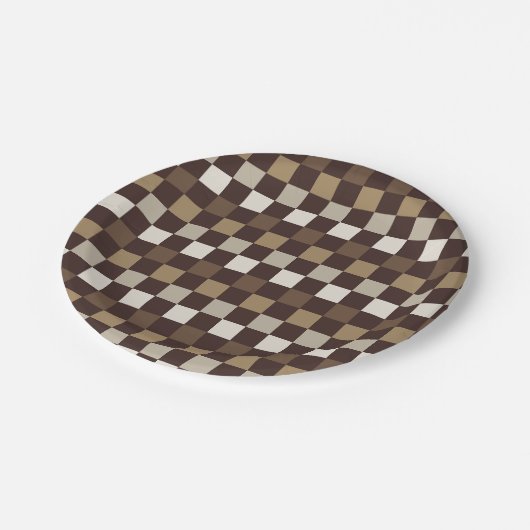 Earthy minerals checkerboard pattern ペーパープレート (アングル)