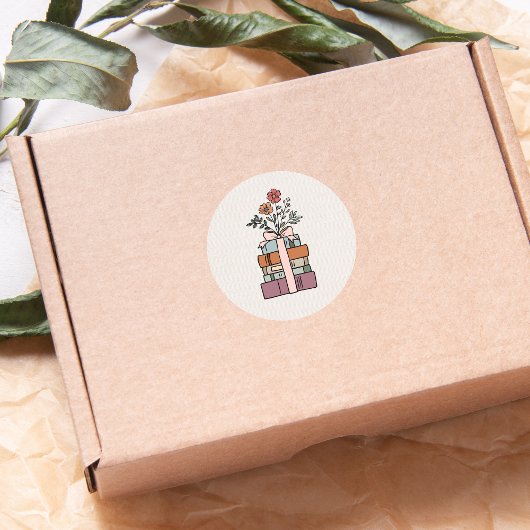 Earthy Minimal Boho Wild Flower Book Themed ラウンドシール