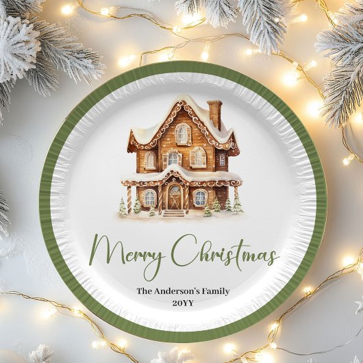 Earthy Minimal Christmas Custom Family Dinner  ペーパープレート