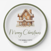 Earthy Minimal Christmas Custom Family Dinner  ペーパープレート (正面)