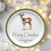 Earthy Minimal Christmas Script Personalized Plate ペーパープレート