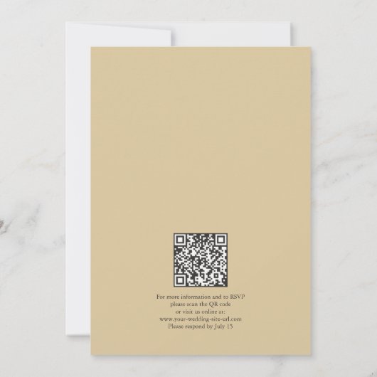 Earthy Minimalist Pale Beige Wedding QR Code 招待状 (裏面)