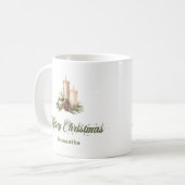 Earthy Neutral Christmas Mug Personalized Gift コーヒーマグカップ (正面左)