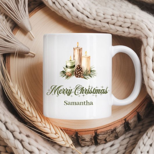 Earthy Neutral Christmas Mug Personalized Gift コーヒーマグカップ