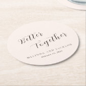Earthy Neutral Modern Wedding ラウンドペーパーコースター (アングル)