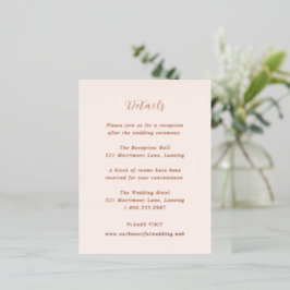 Earthy Neutral Modern Wedding Foil Enclosure Card 箔招待状ポストカード