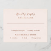 Earthy Neutral Modern Wedding Foil RSVP Card 箔招待状ポストカード (正面)