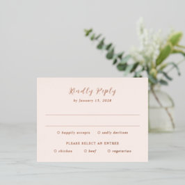 Earthy Neutral Modern Wedding Foil RSVP Card 箔招待状ポストカード