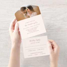 Earthy Neutral Photo Modern Wedding オールインワン招待状