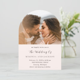 Earthy Neutral Photo Modern Wedding 招待状