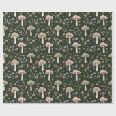 Earthy Olive Green Fungi Seamless Pattern ラッピングペーパー (フラット)