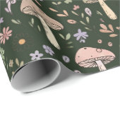 Earthy Olive Green Fungi Seamless Pattern ラッピングペーパー (ロールコーナー)