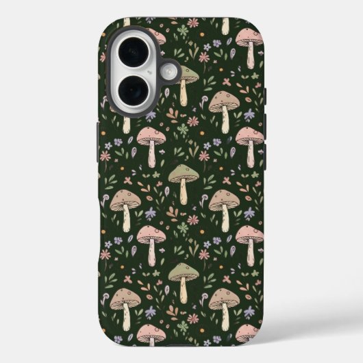 Earthy Olive Green Fungi Seamless Pattern Boho Case-Mate iPhoneケース (裏面)