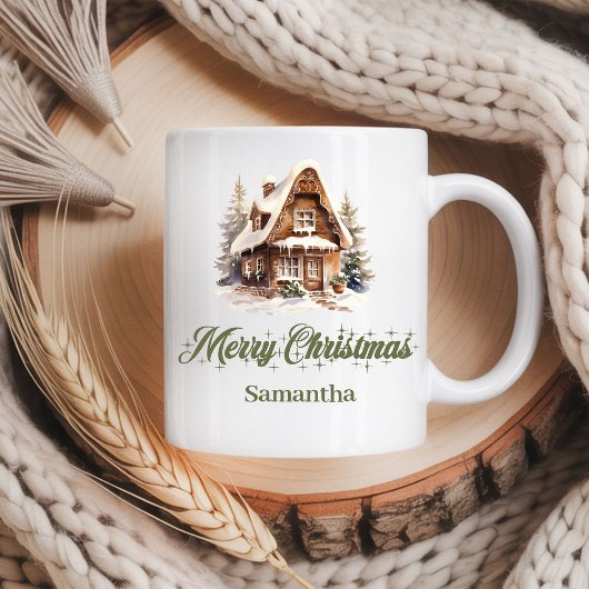 Earthy Pastel Christmas Mug Personalized Name コーヒーマグカップ