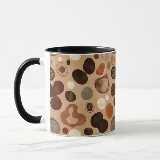 Earthy Pebble Pattern Mug – Warm Stone Dots マグカップ (左)