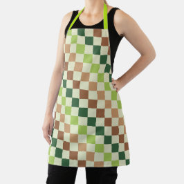 Earthy rainbow diagonal checkerboard pattern エプロン