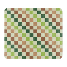 Earthy rainbow diagonal checkerboard pattern カッティングボード