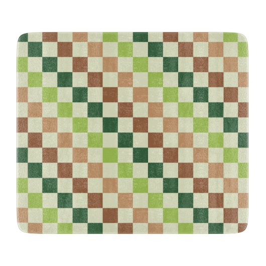 Earthy rainbow diagonal checkerboard pattern カッティングボード (正面)
