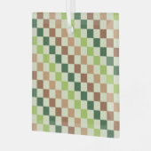 Earthy rainbow diagonal checkerboard pattern ガラスオーナメント (正面左)